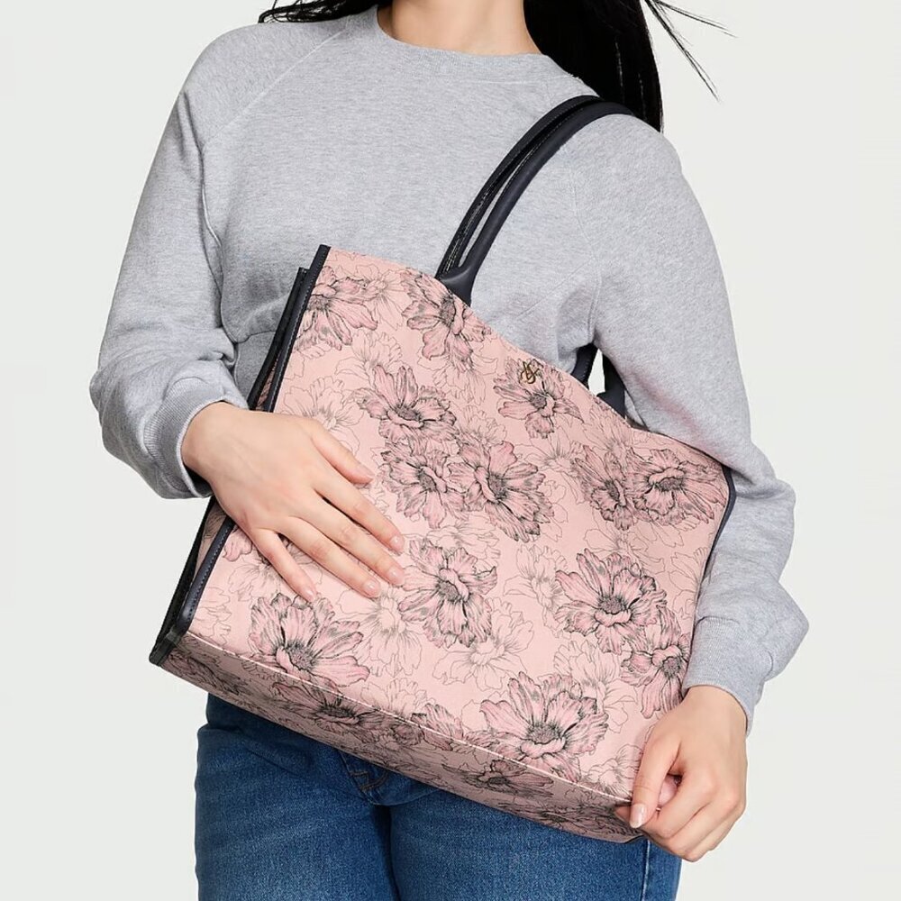 Victoria's Secret PINK FLORAL CANVAS TRAVEL TOTE SHOULDER BAG 26802059